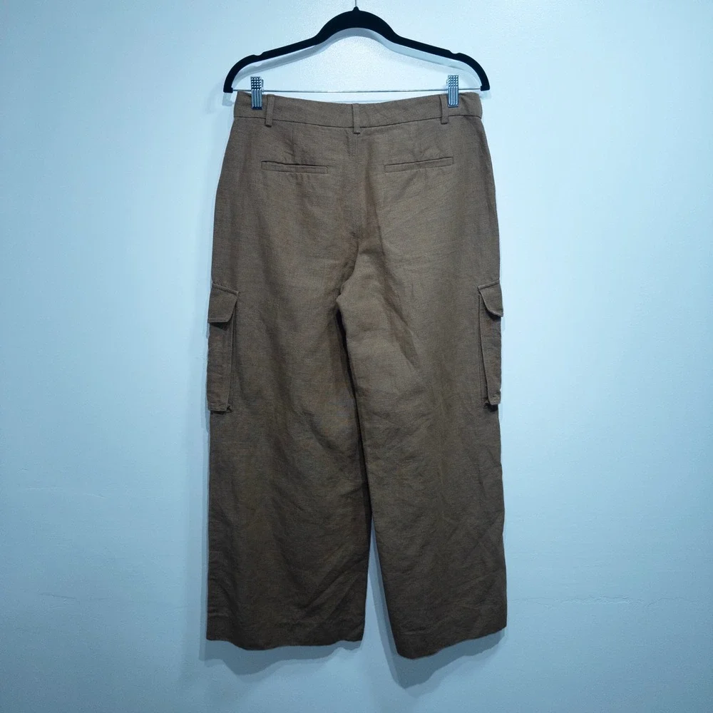 New Banana Republic‎ Brown Luxe Linen Blend Cargo Trouser Pants 6